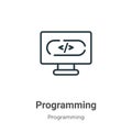 Programming outline vector icon. Thin line black programming icon, flat vector simple element illustration from editable