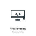 Programming outline vector icon. Thin line black programming icon, flat vector simple element illustration from editable
