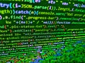 Programming preventing hacks in Internet security. Art design website digital page. Computer code on laptop web developing.