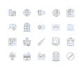 Programming Principles line icons collection. Abstraction, Algorithm, Bug, Code, Compiler, Conditionals, Debugging