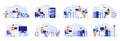 Programming scenes bundle with people characters. Frontend and backend developers working with computers in office, software Royalty Free Stock Photo