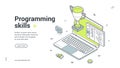 Programming skills code engineering learning isometric web banner design template vector Royalty Free Stock Photo