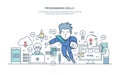 Programming skills. Programming in high-level languages and coding, developing applications. Royalty Free Stock Photo