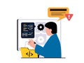 Programming software concept with character situation. Royalty Free Stock Photo