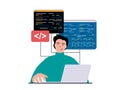 Programming software concept with character situation. Royalty Free Stock Photo
