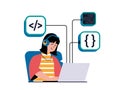 Programming software concept with character situation. Royalty Free Stock Photo