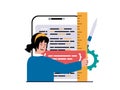 Programming software concept with character situation. Royalty Free Stock Photo
