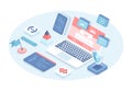 Programming software concept. Full stack software development, engineering, programming and testing web template.
