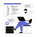 Programming software concept. Man write, test and optimize code, work with different program languages. Vector Royalty Free Stock Photo
