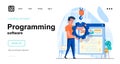 Programming software web concept. Man configures program Royalty Free Stock Photo