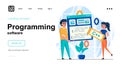 Programming software web concept. Team programmers creates software