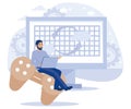 Programming team concept, Computer games, virtual world and IoT development, VR graphic design, testing and deployment, flat Royalty Free Stock Photo