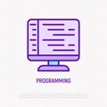 Programming thin line icon. Modern vector illustration of wed page development