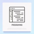 Programming thin line icon. Modern vector illustration of wed page development