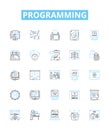 Programming vector line icons set. Programming, coding, scripting, coding language, algorithm, debugging, software Royalty Free Stock Photo