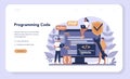 Programming web banner or landing page. Idea of working Royalty Free Stock Photo