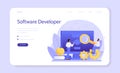 Programming web banner or landing page. Idea of working Royalty Free Stock Photo