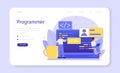 Programming web banner or landing page. Idea of working Royalty Free Stock Photo