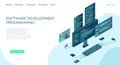 Programming web banner. Modern flat design isometric concept of technology for banner and website. Isometric landing page template Royalty Free Stock Photo