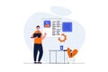 Programming web concept with character scene. Vector illustration Royalty Free Stock Photo