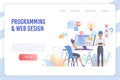 Programming and web design flat vector landing page template Royalty Free Stock Photo