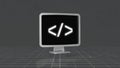 Programming and Web Development Concept with Code Symbol on Monitor Royalty Free Stock Photo