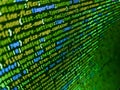 Programming, webdesign HTML printed code. Data encryption security code on a computer display, close up. Front-end applications in Royalty Free Stock Photo