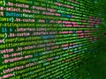 Programming, webdesign HTML printed code. Hi-tech modern screen of data, digits and chars on monitor display. Mobile app developer Royalty Free Stock Photo