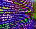 Programming, webdesign HTML printed code. Shallow depth of field, selective focus effect. Abstract computer script  code. HTML Royalty Free Stock Photo