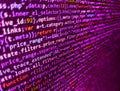 Programming, webdesign HTML printed code. Template of website, selective focus. Programing workflow abstract algorithm concept. Royalty Free Stock Photo
