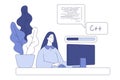Programming with Woman Character Working on Web Application Development Vector Illustration Royalty Free Stock Photo