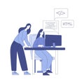 Programming with Woman Character Working on Web Application Development Vector Illustration Royalty Free Stock Photo