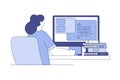 Programming with Woman Character Working on Web Application Development Vector Illustration Royalty Free Stock Photo