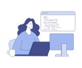 Programming with Woman Character Working on Web Application Development Vector Illustration Royalty Free Stock Photo