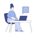 Programming with Woman Character Working on Web Application Development Vector Illustration Royalty Free Stock Photo