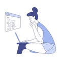 Programming with Woman Character Working on Web Application Development Vector Illustration Royalty Free Stock Photo
