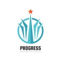 Progress - abstract vector logo. Design elements with star sign. Development success symbol. Growth and start-up concept Royalty Free Stock Photo