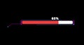 Progress bar animation with callout and loading bar inside red white fill tone with numeric and 65 percent text motion on the Royalty Free Stock Photo