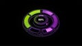progress bar 3d 99 percent loading hud interface with neon green and purple on black Royalty Free Stock Photo