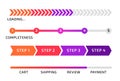 Progress bar. Infographic design. Loading process. Measurement line. Complete diagram. Sequence steps. Business