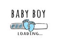 Progress bar with inscription - Baby boy loading and kid footprints in sketchy style. Royalty Free Stock Photo