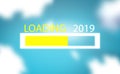 Progress bar show the loading the trend of new year 2019 on blue sky with cloud background Royalty Free Stock Photo