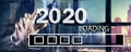 Progress bar showing loading of 2020 3D illustration Royalty Free Stock Photo