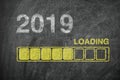 Progress Bar Showing Loading of 2019 New Year on Chalkboard Royalty Free Stock Photo