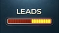 Leads loading progress bar indicator showing progress and data gathering for sales and marketing white background Royalty Free Stock Photo