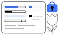 Progress Bars with Data List and Security Icon Next to a Flower Royalty Free Stock Photo