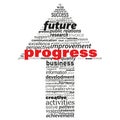 Progress business concept made with words drawing a arrow. Easy color change by selecting same fill color