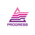 Progress - business vector logo template. Abstract triangle sign. Stylized pyramid structure concept illustration.