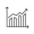 Progress chart, icon in line design. Progress, chart, growth, tracking, statistics, development, performance on white
