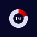Progress circle with fraction displayed in minimalistic design for visual representation